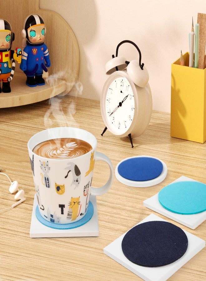 Varpotle 16 Pcs Self Adhesive Felt for Coasters Bulk, 3.54"x 3.54" Cork Coasters Alternative Thickened (2mm), 4 Colors Round Felt Backing for 4"x 4" Coaster Ceramic Tiles, DIY Coasters Craft Accessories - Image 4